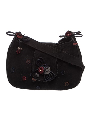 Pre-owned Stuart Weitzman Suede Shoulder Bag In Black