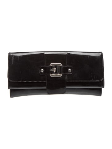 Pre-owned Stuart Weitzman Patent Leather Clutch In Black