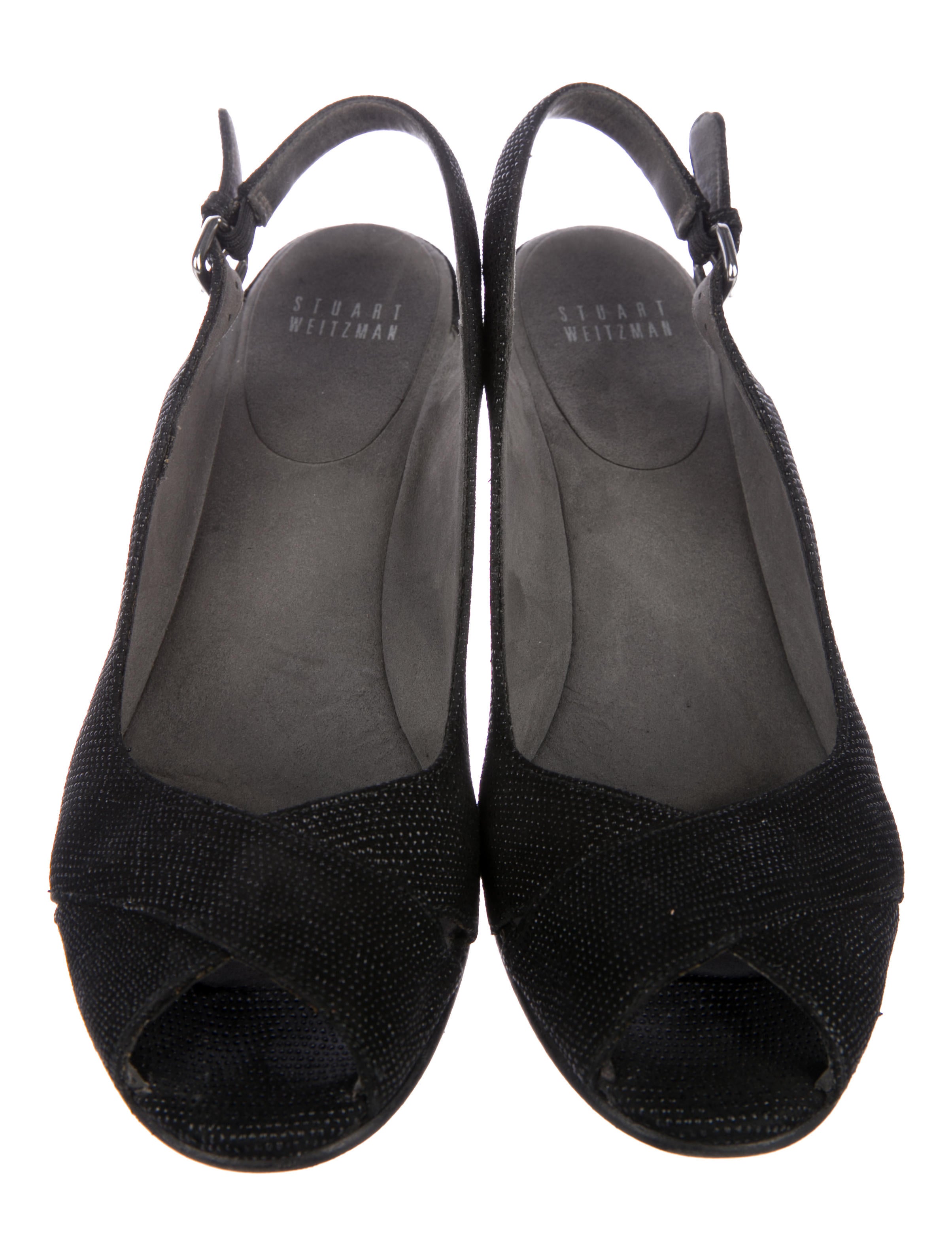 stuart weitzman embossed suede slingback wedges - shoes - wsu