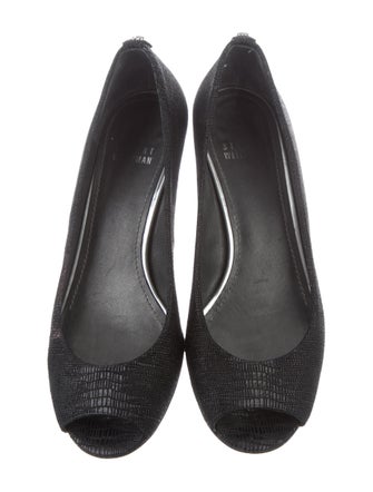 Stuart Weitzman Textured Suede Peep-Toe Pumps