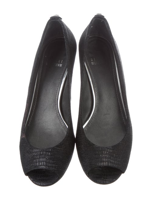 Stuart Weitzman Textured Suede Peep-Toe Pumps