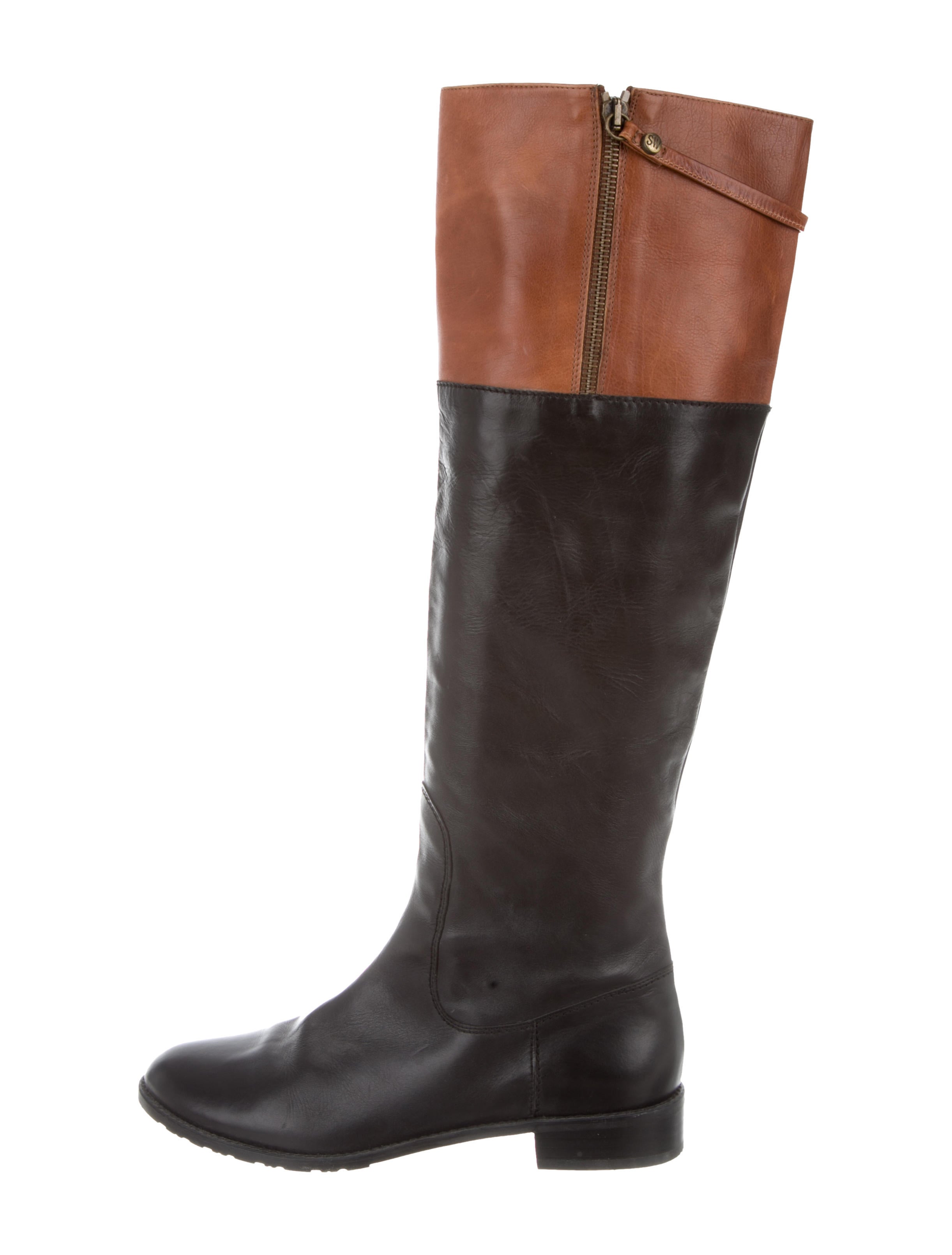 two tone leather riding boots