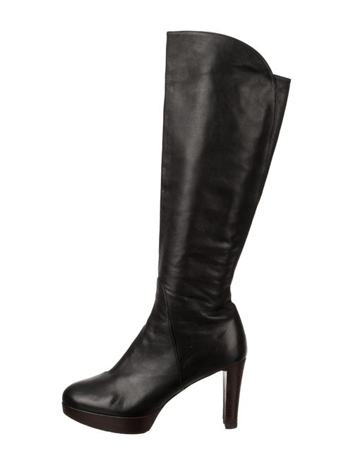 Stuart Weitzman Leather Platform Boots Black