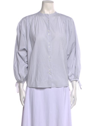 sundays Striped Mock Neck Button-Up Top