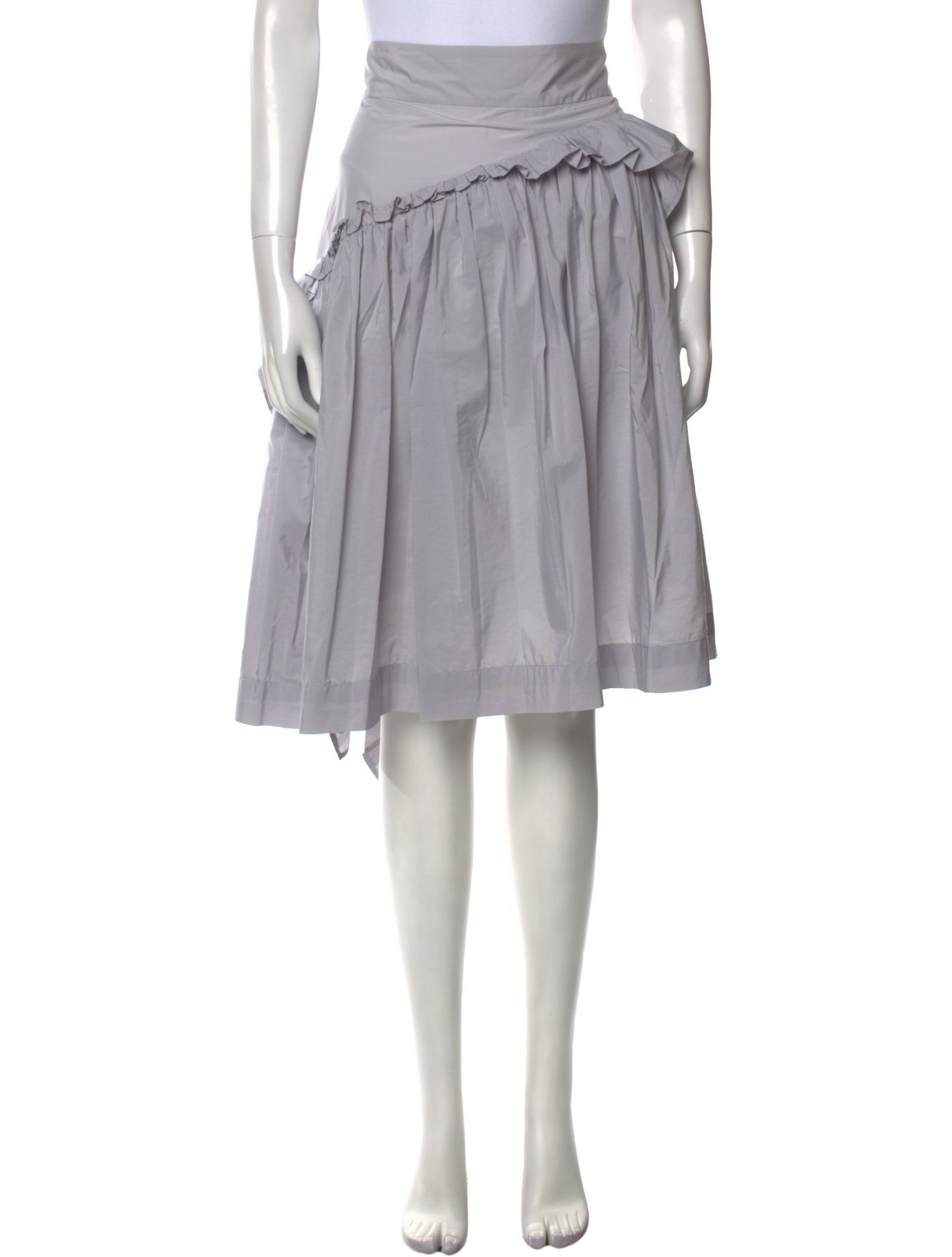 Support Surface Ruffle Embellishment Knee-Length Skirt