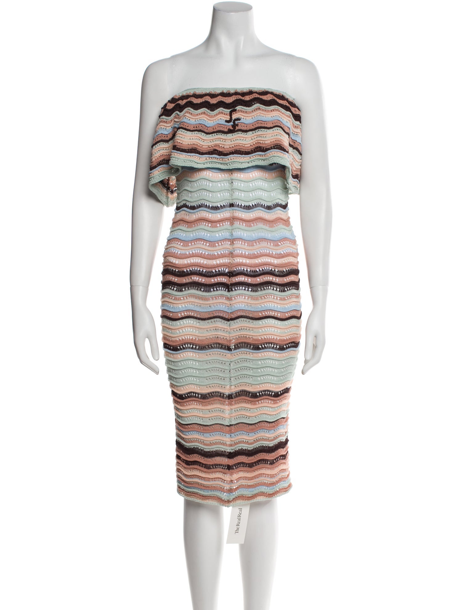 Susan Fang Striped Midi Length Dress