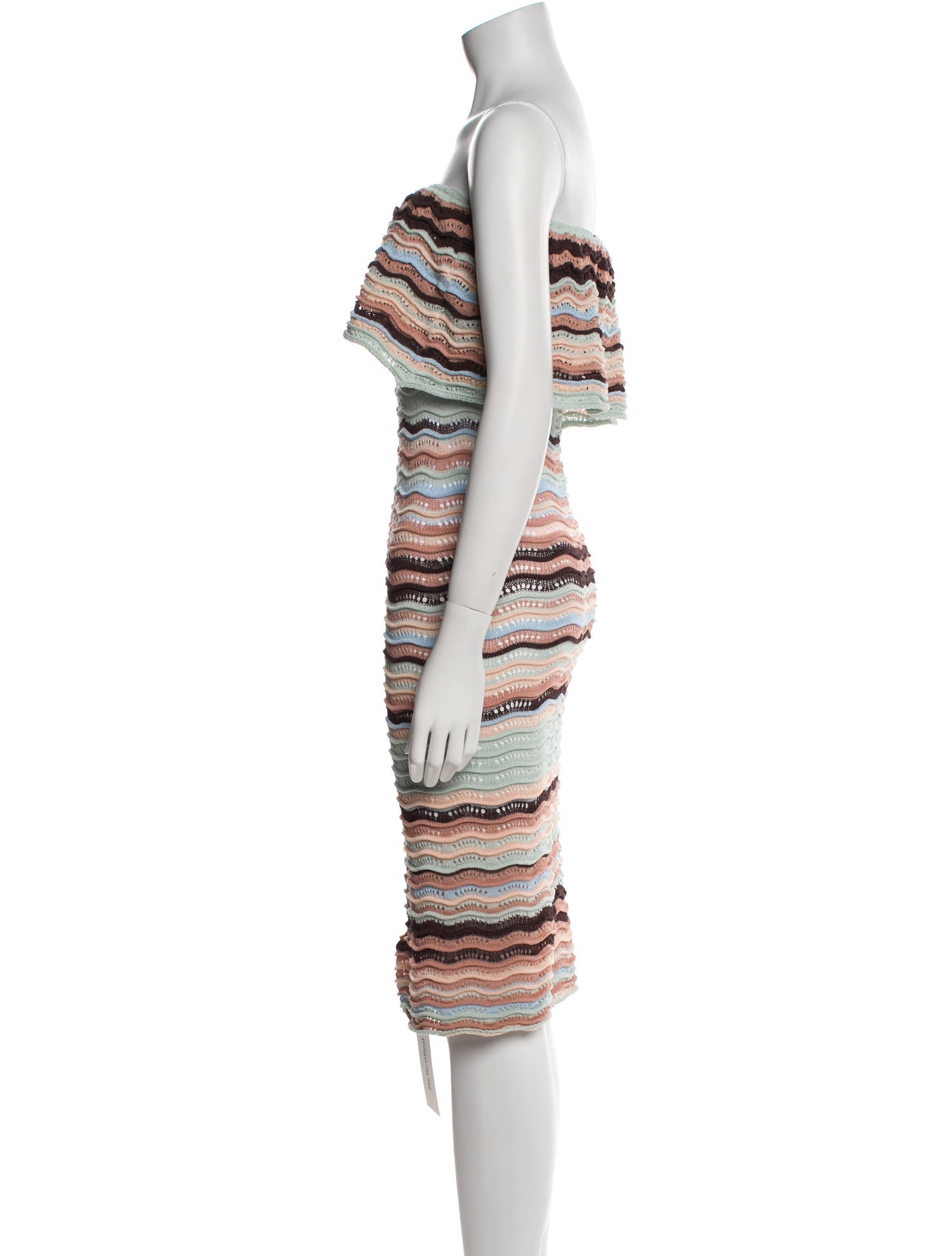 Susan Fang Striped Midi Length Dress