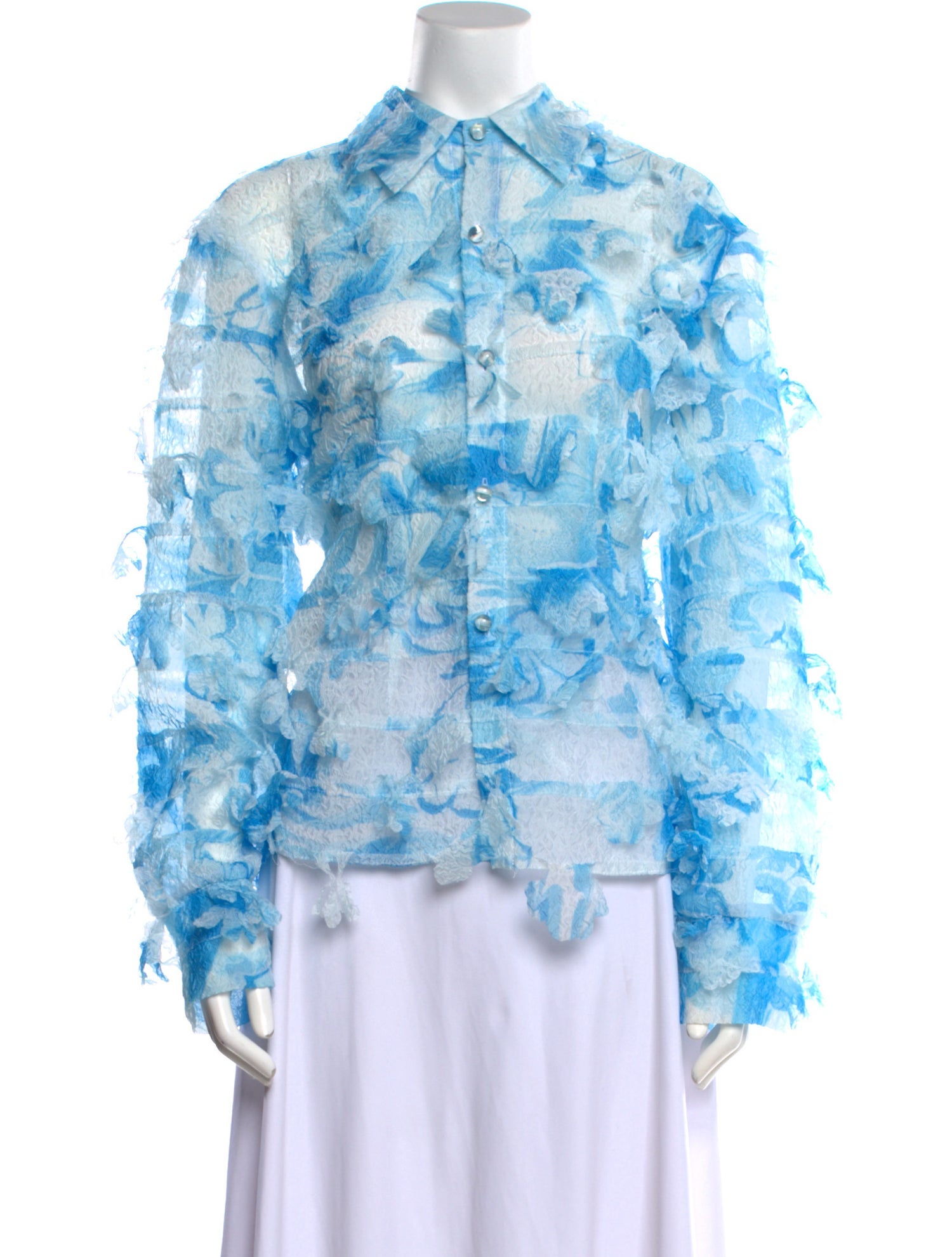 Susan Fang Printed Long Sleeve Button-Up Top w/ Tags