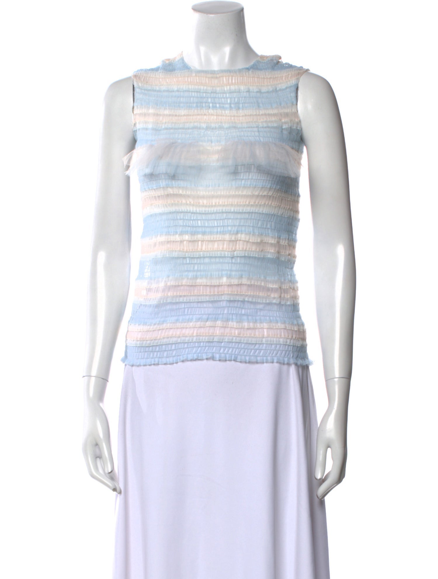 Susan Fang Striped Crew Neck Crop Top