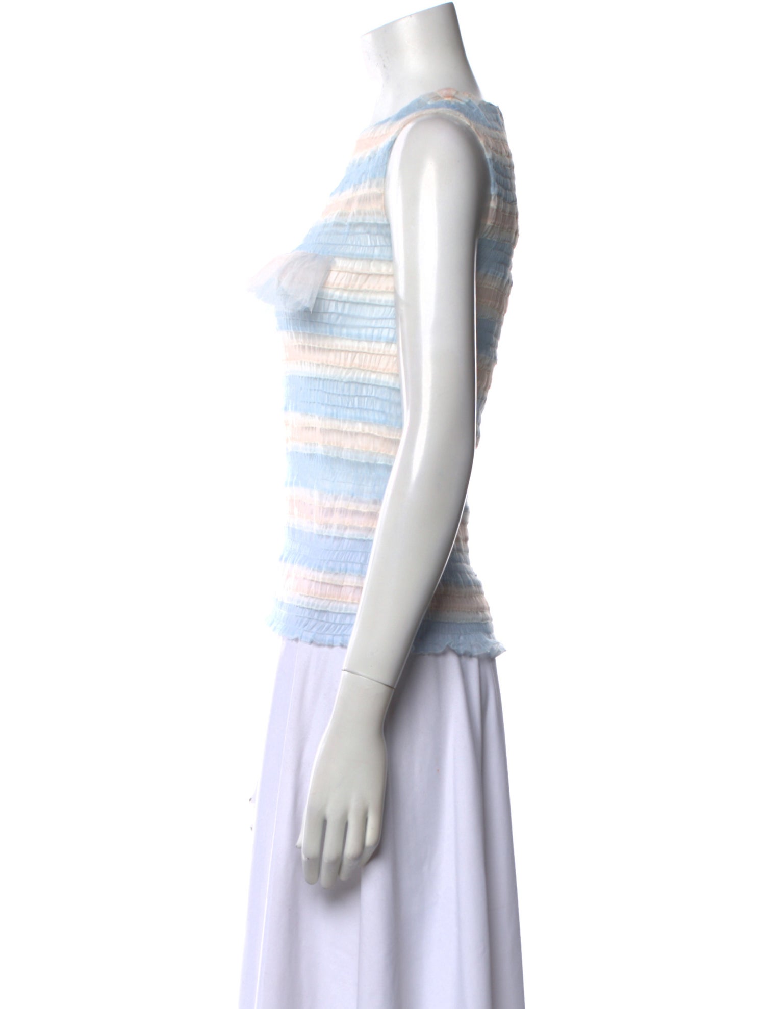 Susan Fang Striped Crew Neck Crop Top