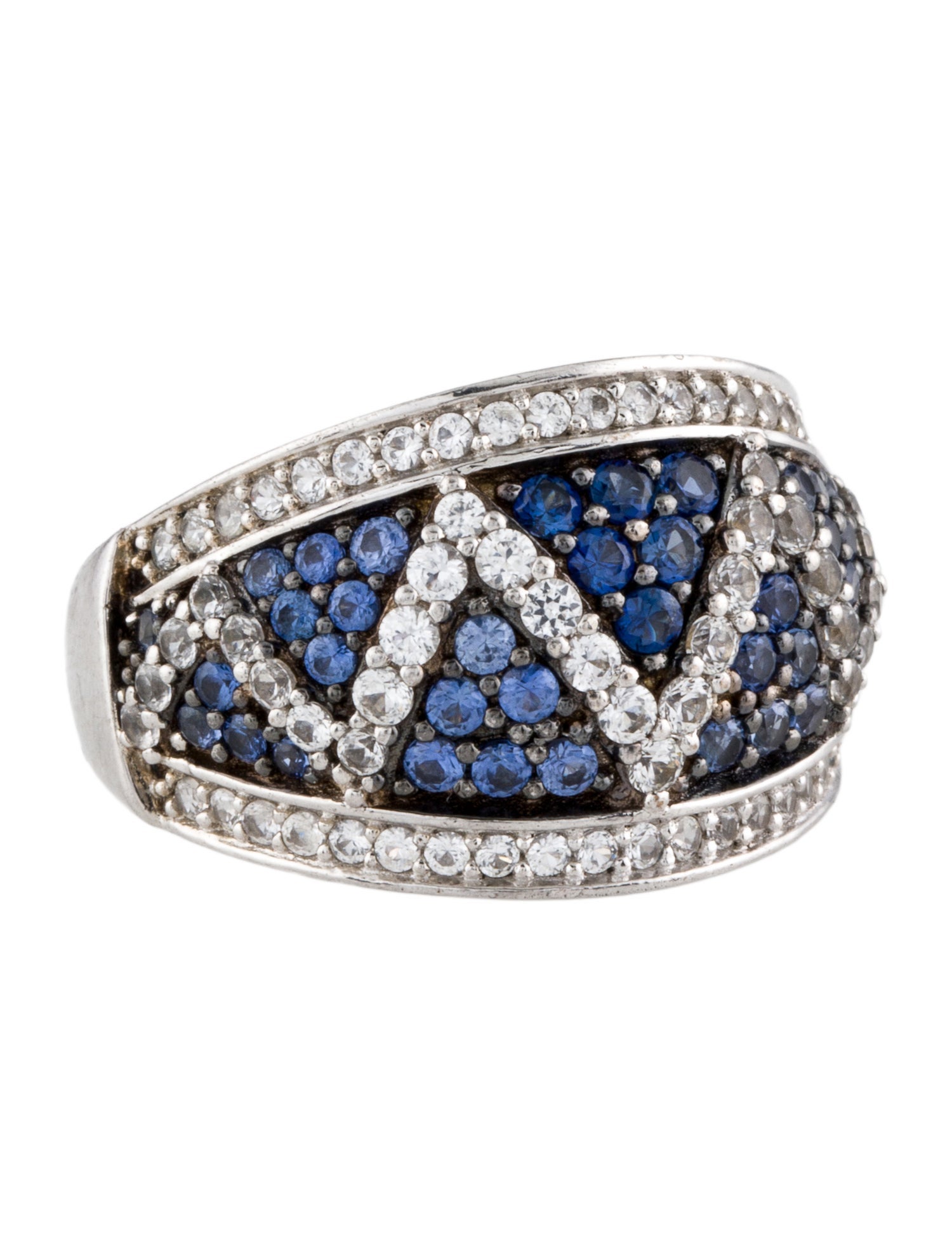 Suzy Levian Synthetic Sapphire Zig Zag Ring