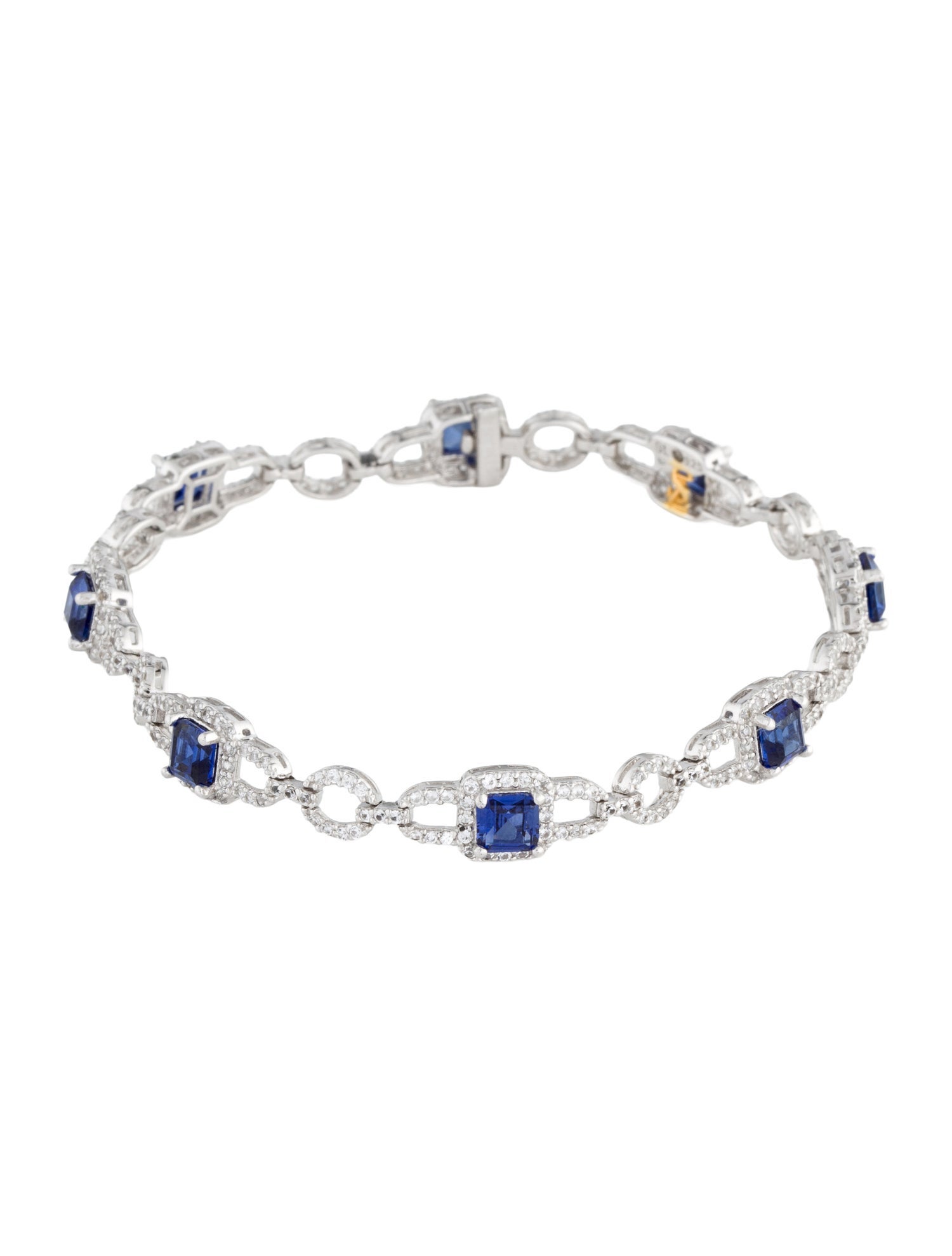 Suzy Levian Synthetic Sapphire Tennis Link Bracelet