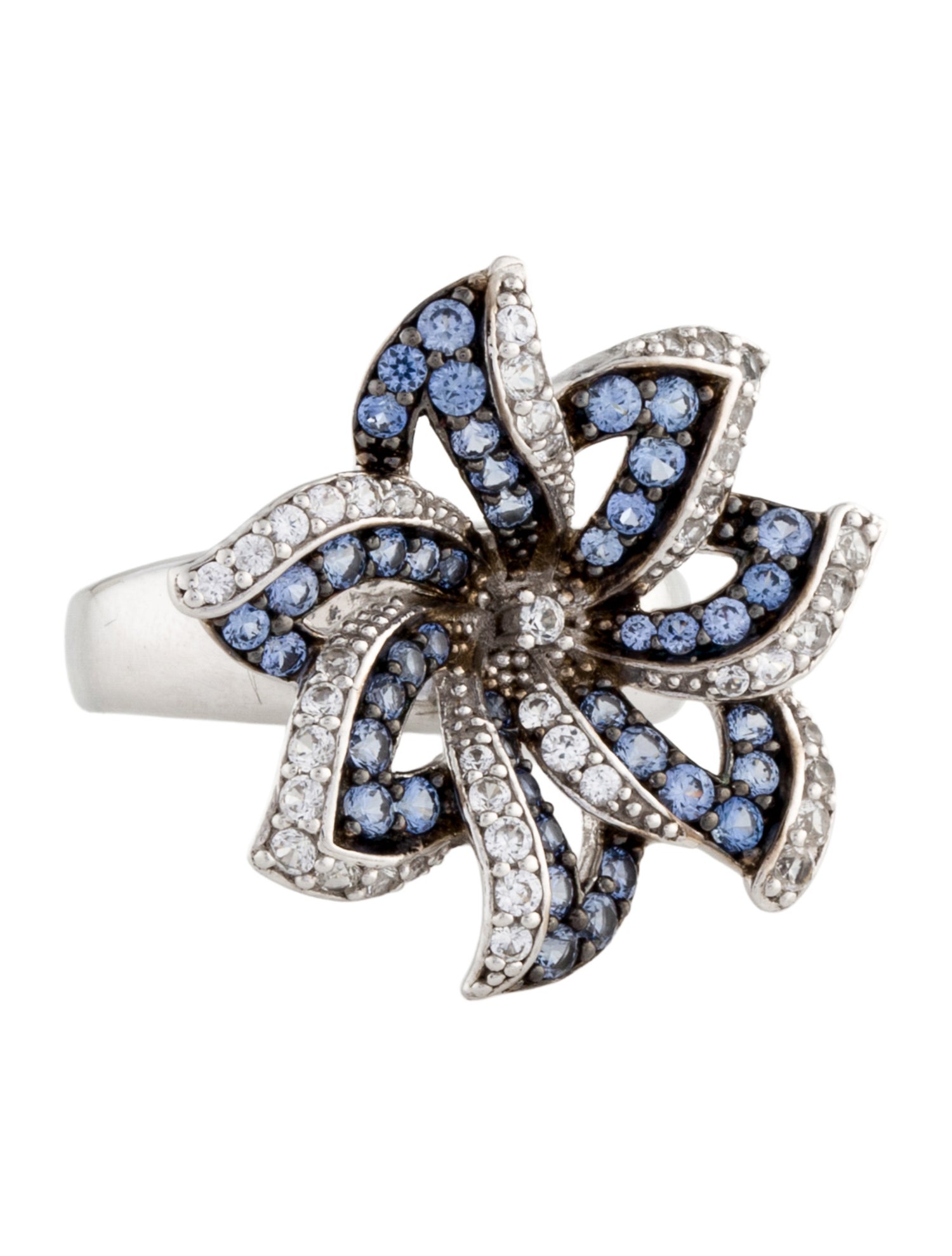 Suzy Levian Diamond & Sapphire Flower Cocktail Ring