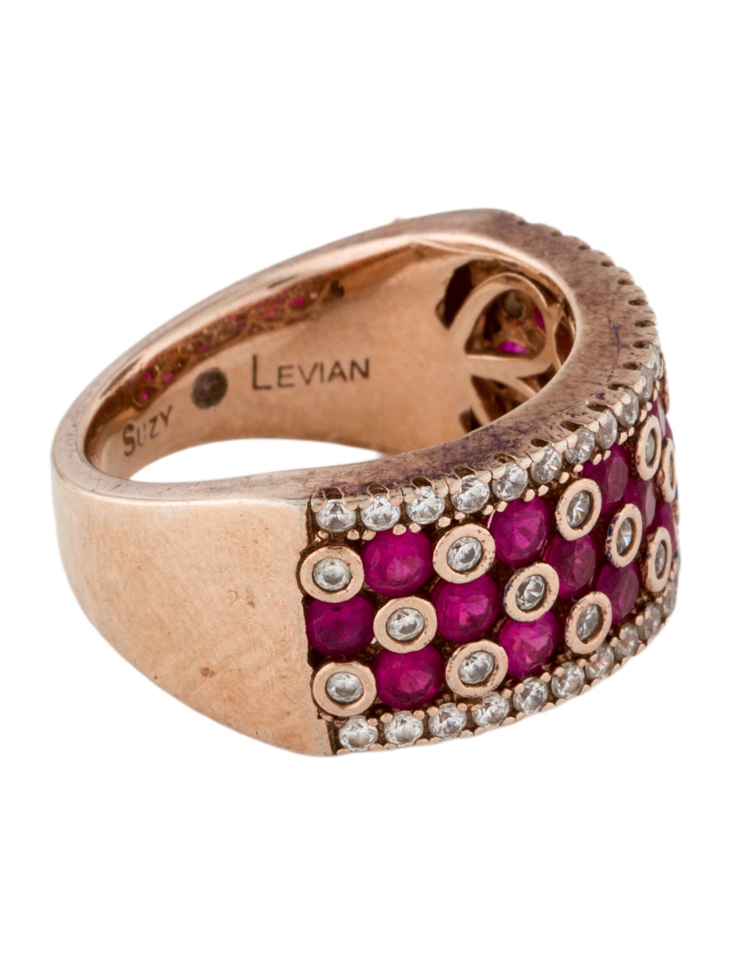 Suzy Levian Synthetic Ruby & Cubic Zirconia Band