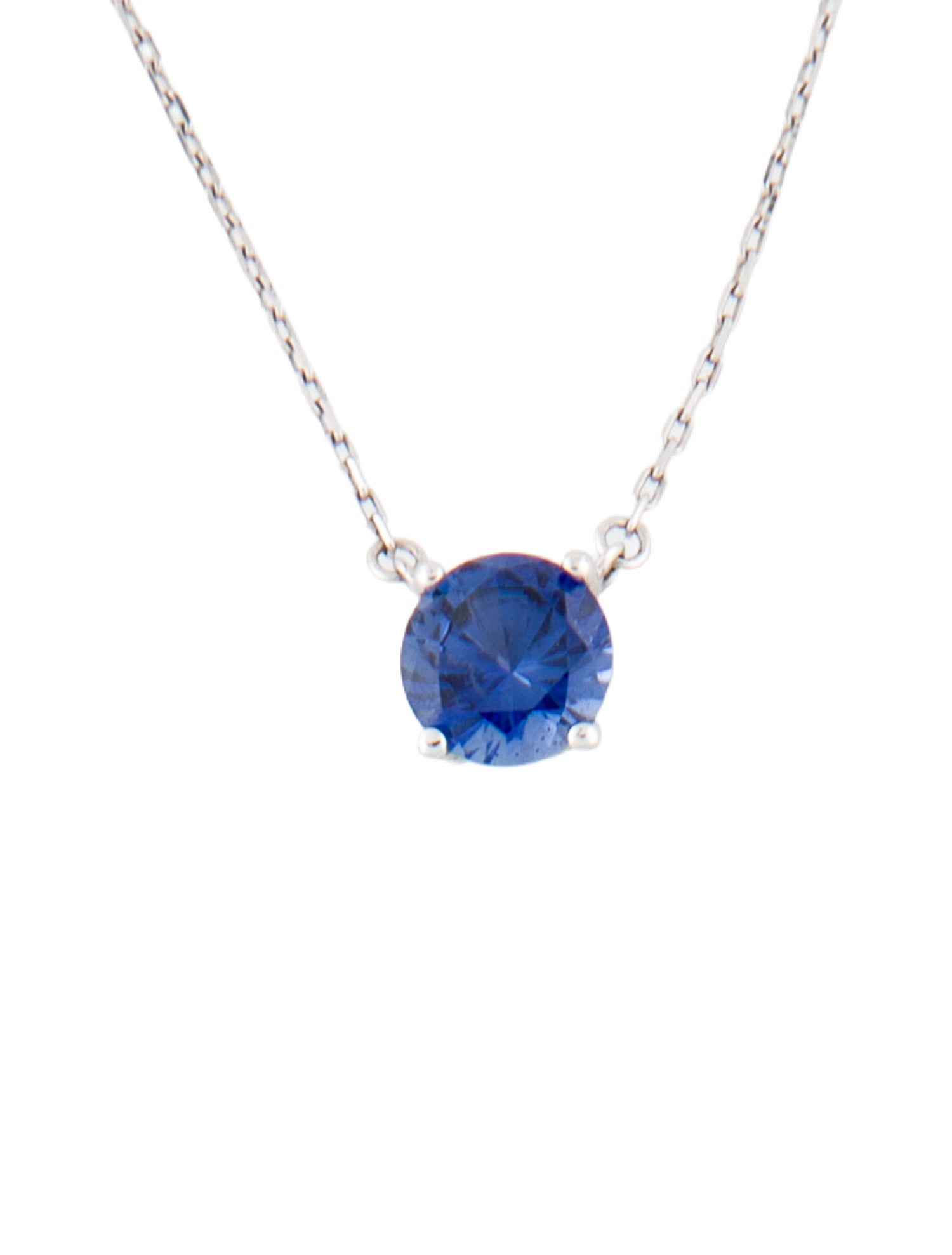 Suzy Levian Synthetic Sapphire Solitaire Pendant Necklace