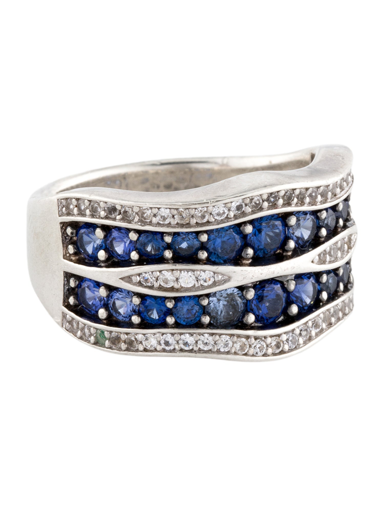 Suzy Levian 2.61ctw Blue & Colorless Sapphire Band