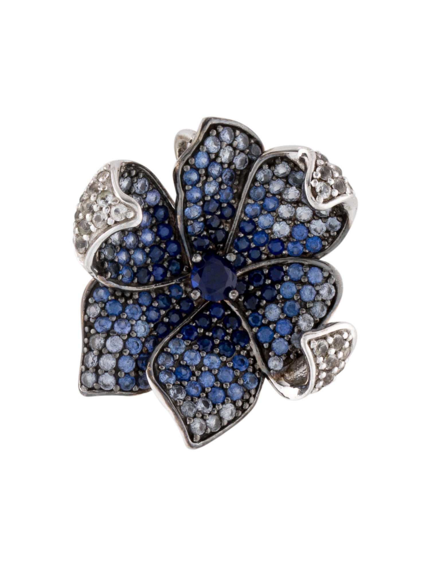 Suzy Levian Synthetic Sapphire Flower Petal Pendant