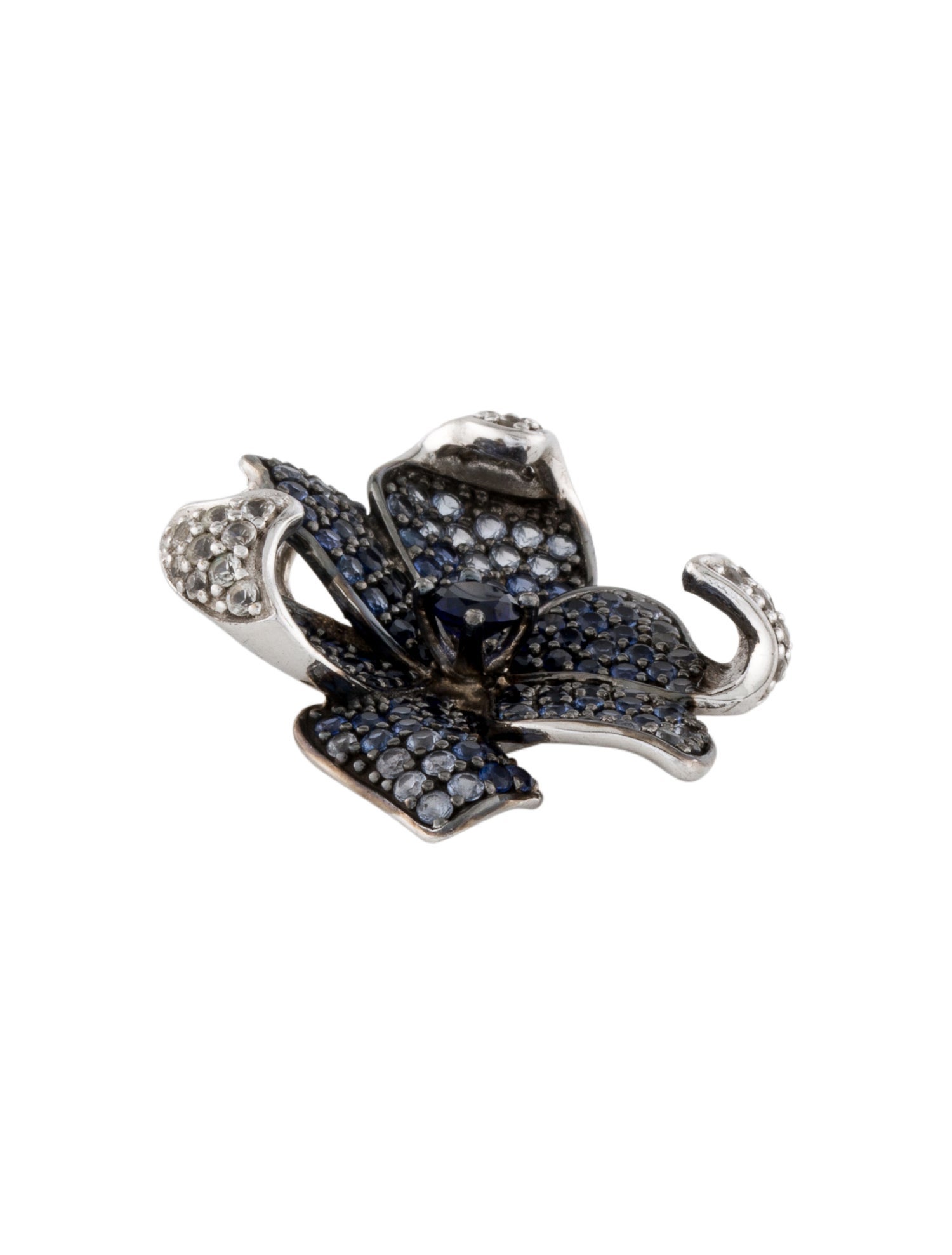 Suzy Levian Synthetic Sapphire Flower Petal Pendant