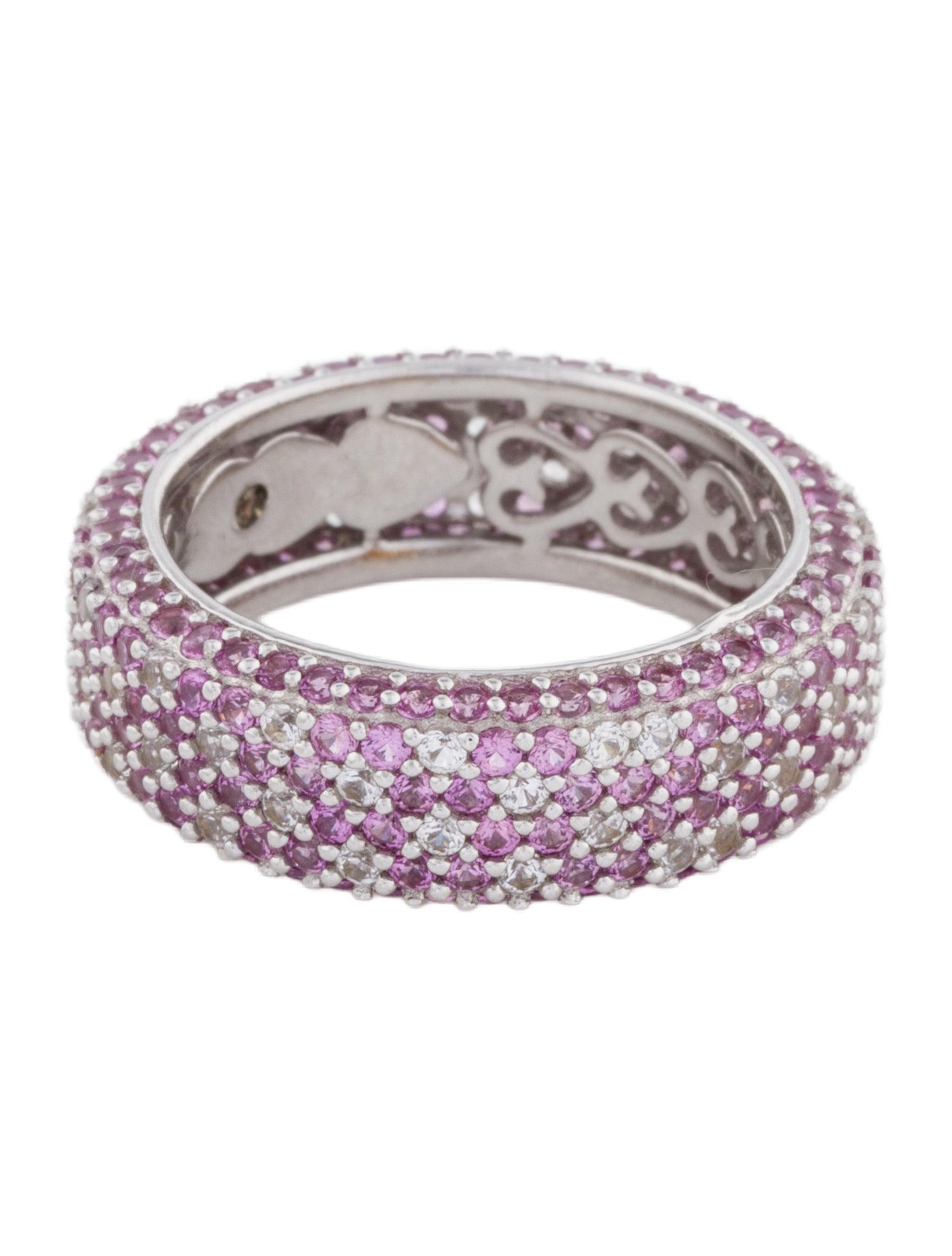 Suzy Levian 2.20ctw Pink & Colorless Sapphire Eternity Pave Band