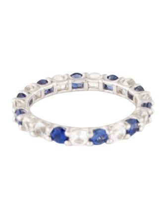 Suzy Levian 2.45ctw Synthetic Sapphire Alternating Eternity Band