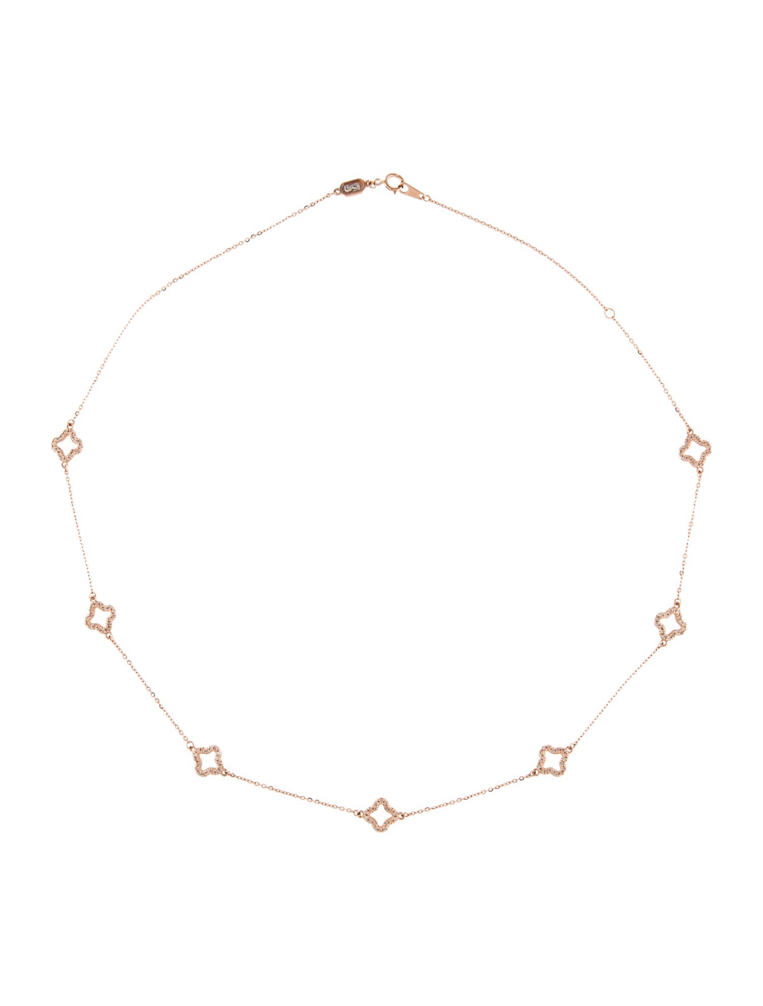 Suzy Levian 14K Diamond Clover Station Necklace
