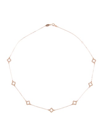 Suzy Levian 14K Diamond Clover Station Necklace