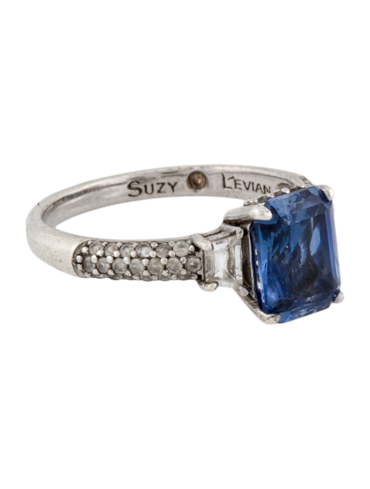 Suzy Levian Synthetic Sapphire & Synthetic White Sapphire Ring