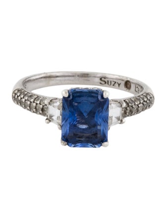 Suzy Levian Synthetic Sapphire & Synthetic White Sapphire Ring