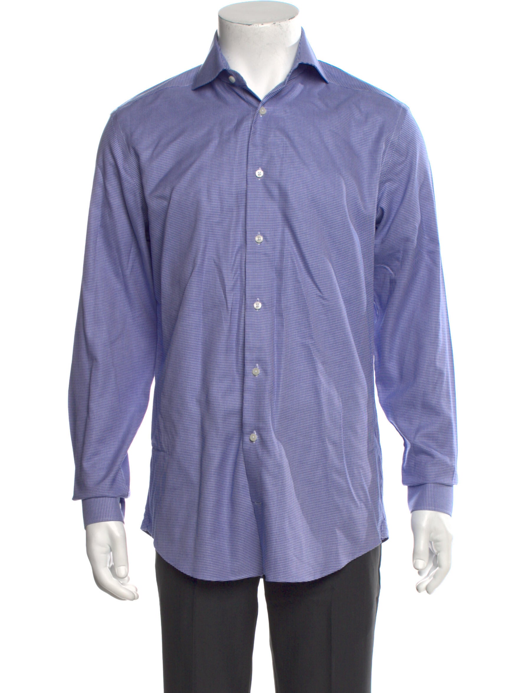 Suitsupply Plaid Print Long Sleeve Dress Shirt Blue Dress Shirts