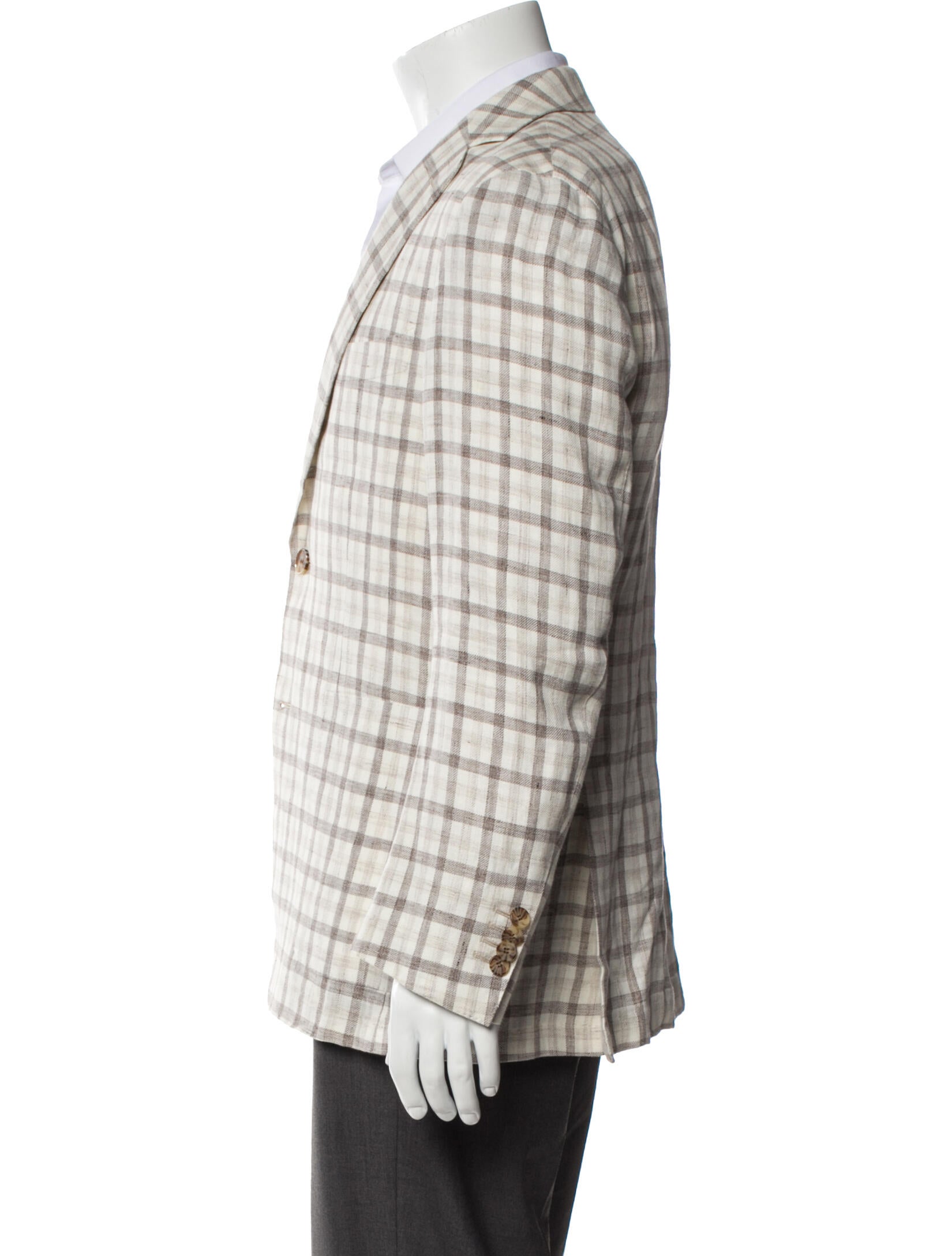 Suitsupply Linen Plaid Print Peacoat
