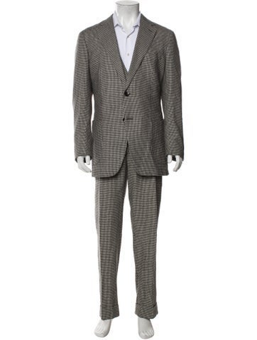 Suitsupply Suiting Wool Houndstooth Print Three-Piece Suit Us36, It46 | S