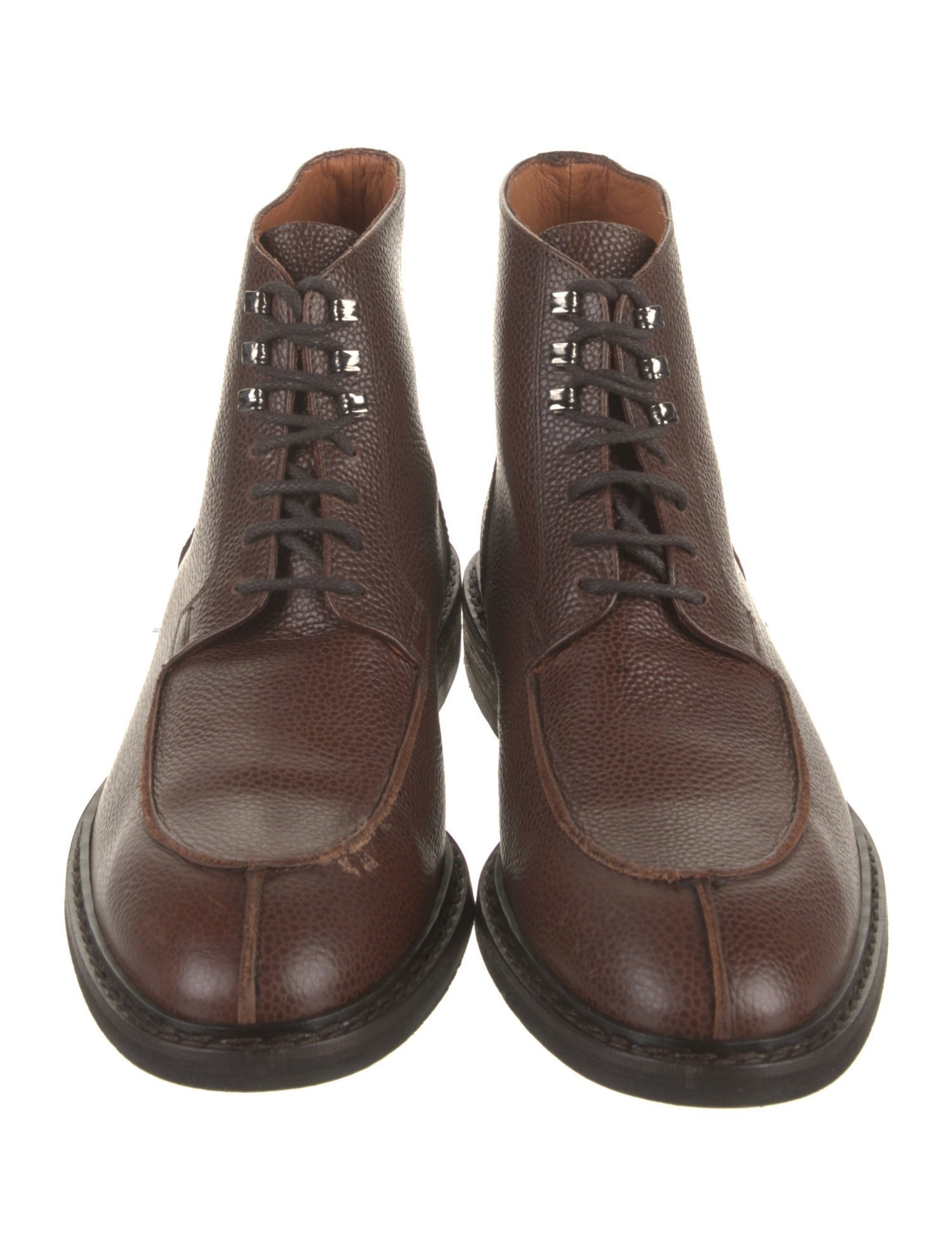 Suitsupply Leather Embroidered Accent Lace-Up Boots