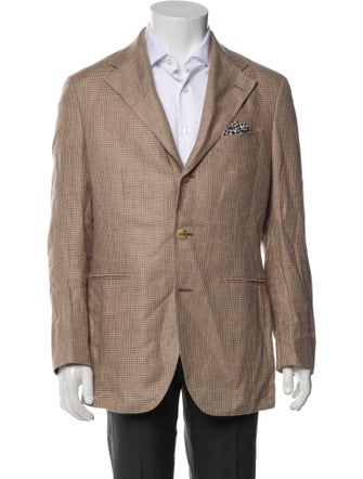 Suitsupply Linen Houndstooth Print Blazer