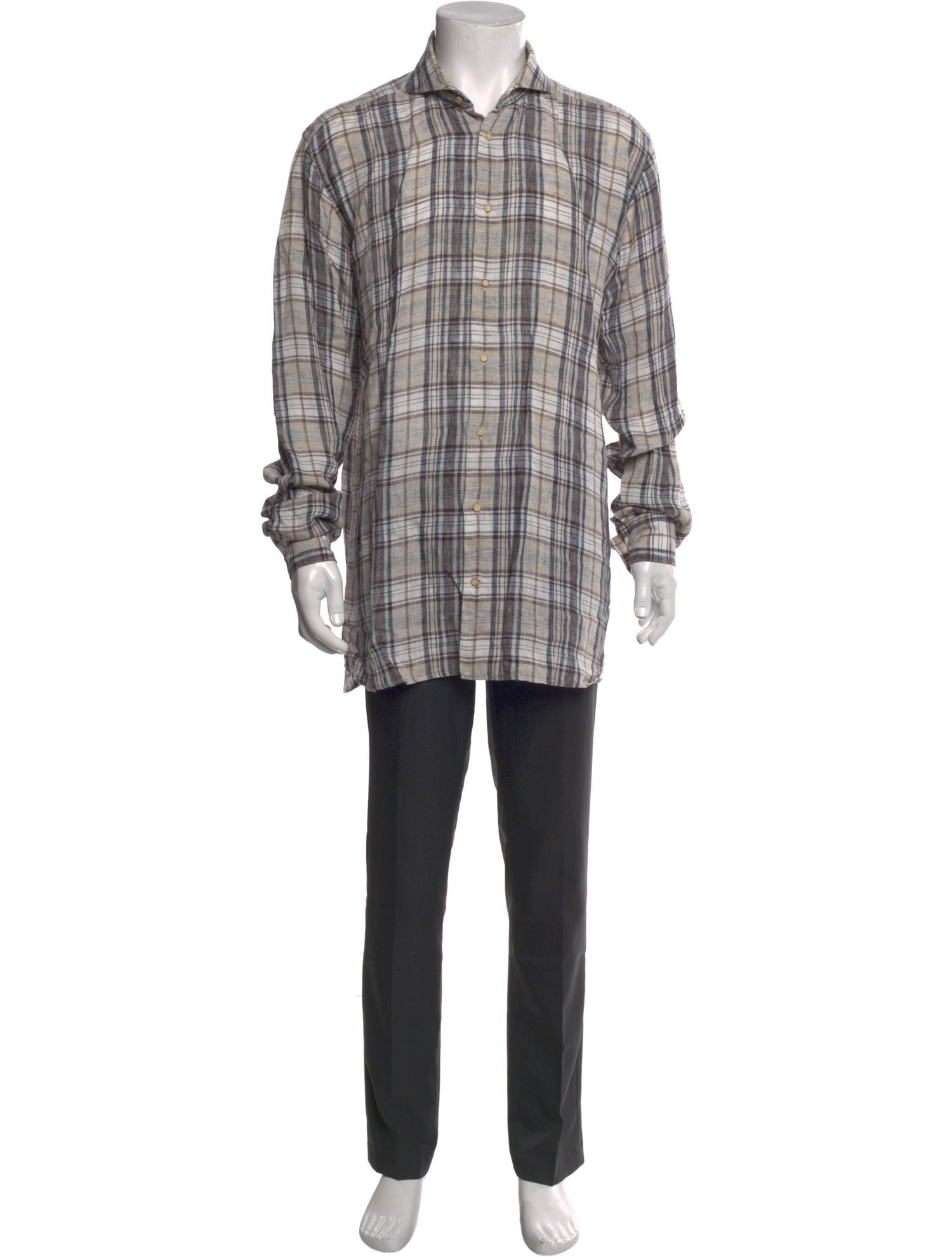 Suitsupply Linen Plaid Print Shirt