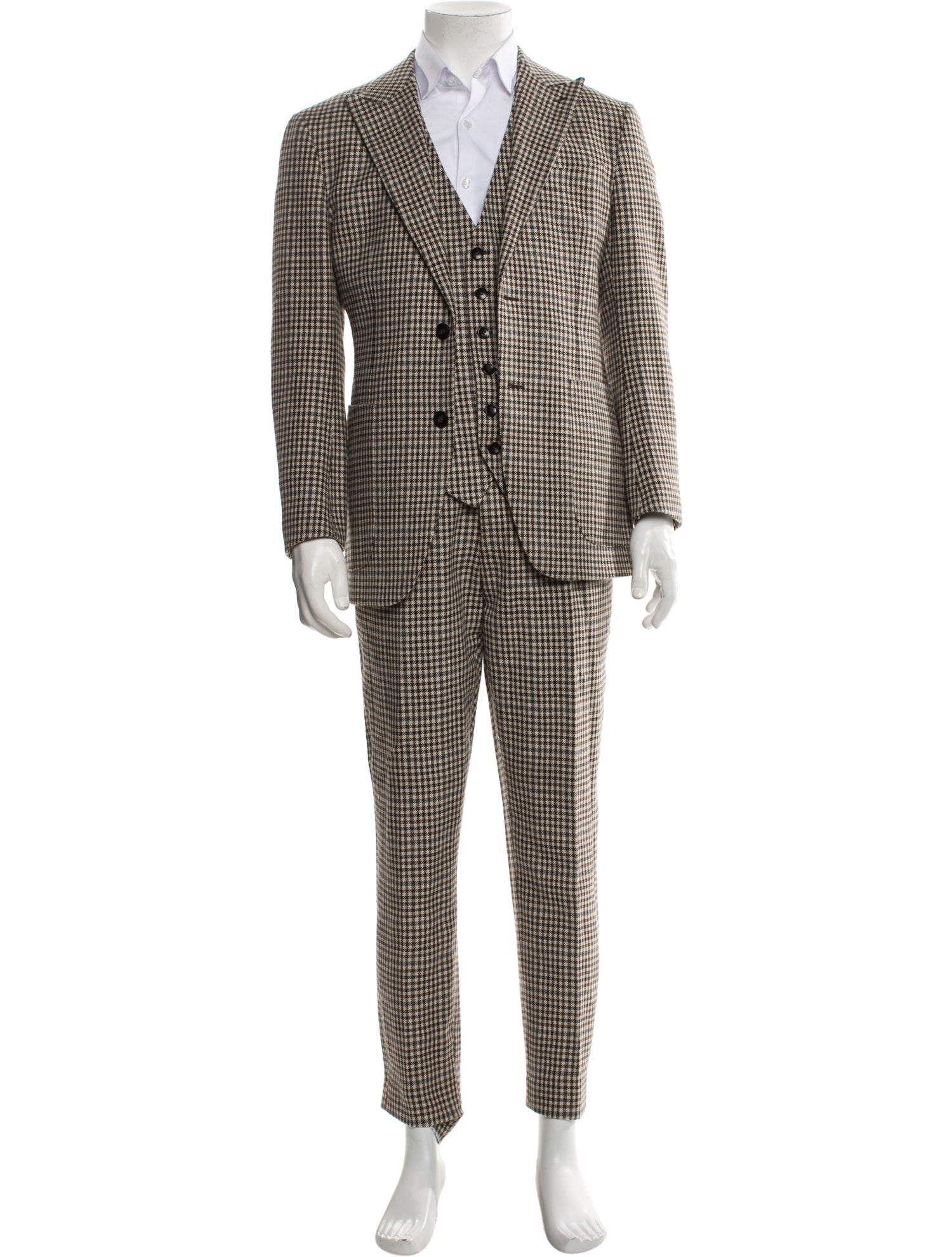 Suitsupply Wool Plaid Print Three-Piece Suit
