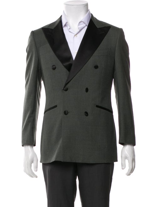 Suitsupply Wool Colorblock Pattern Peacoat
