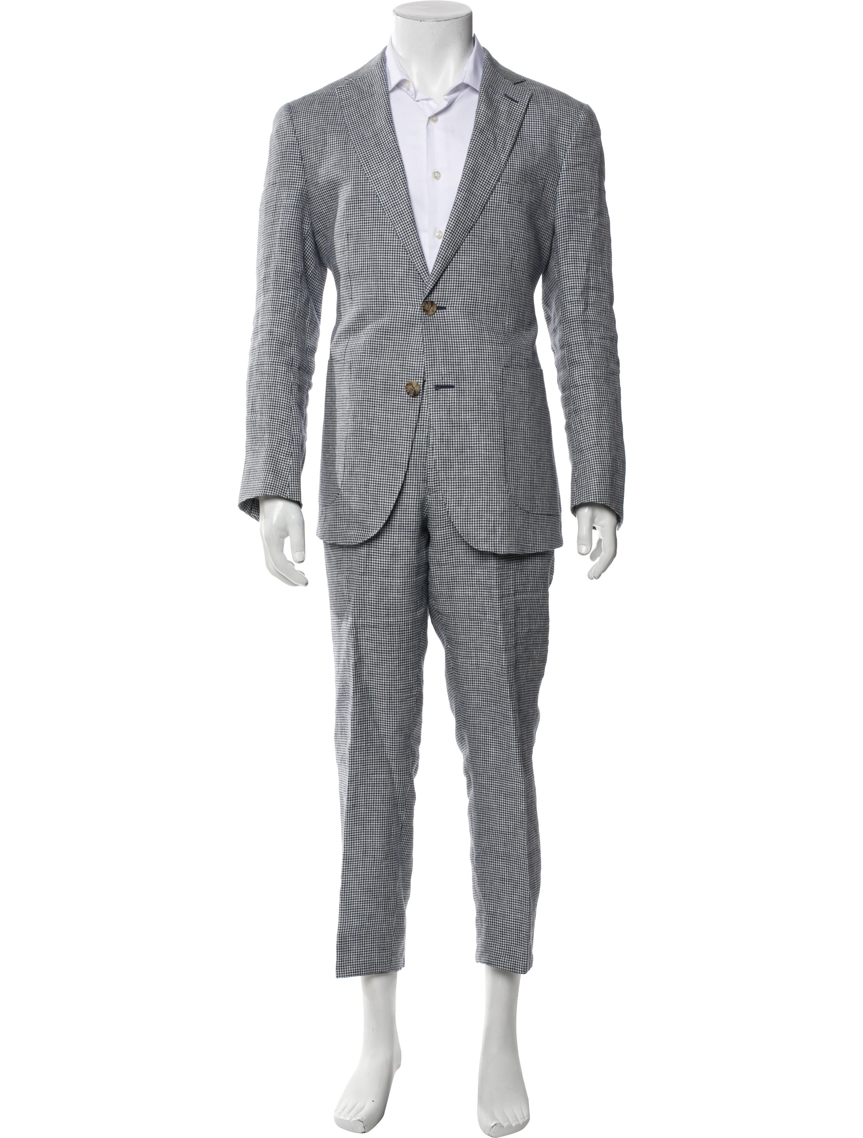 Suitsupply Linen Houndstooth Print Two-Piece Suit