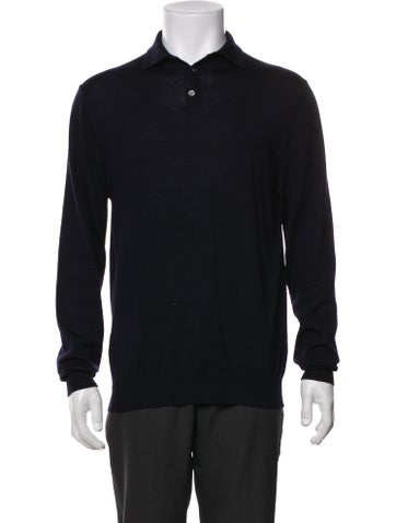 Suitsupply Sweaters Merino Wool Mock Neck Polo Sweater L