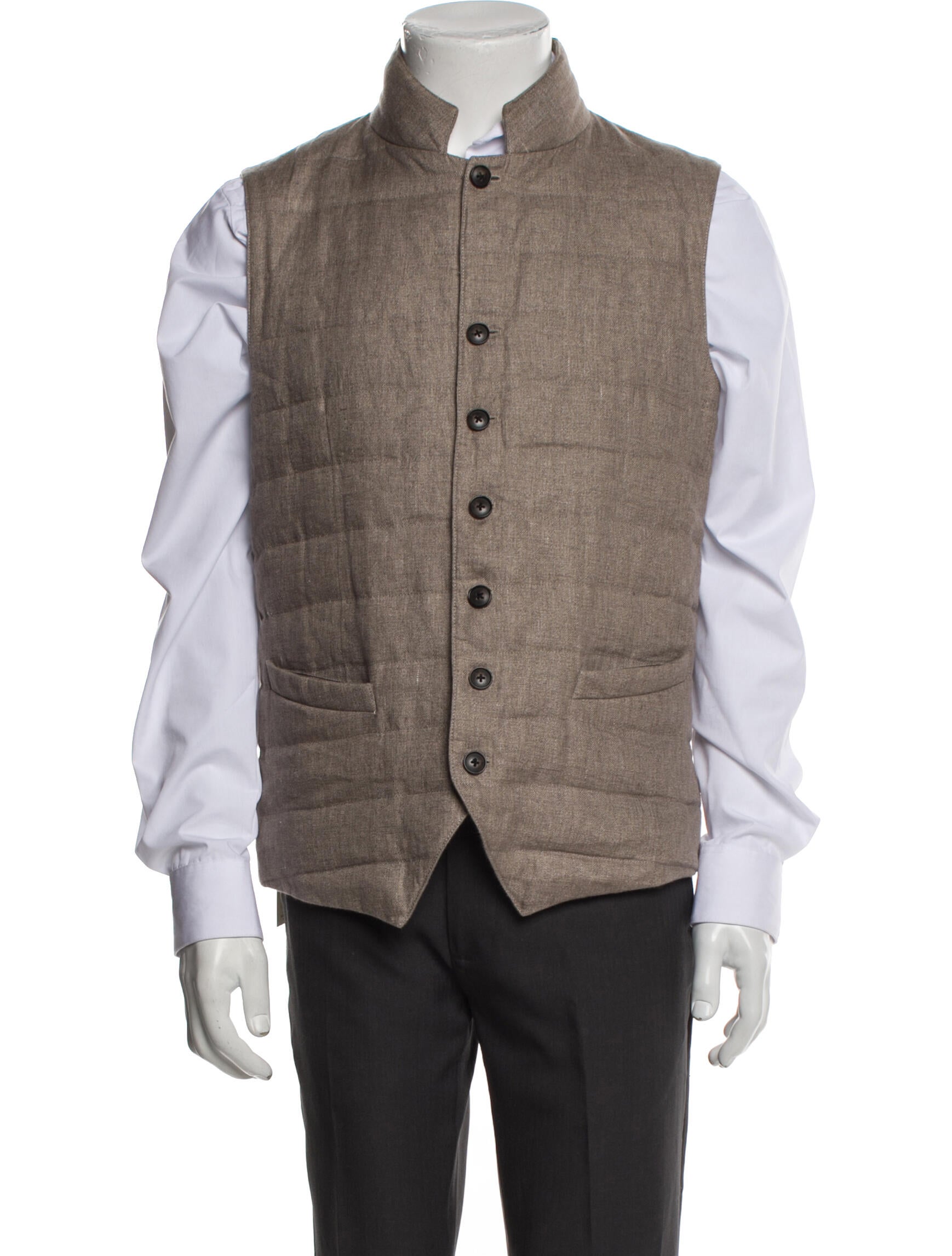 Suitsupply Linen Plaid Print Vest