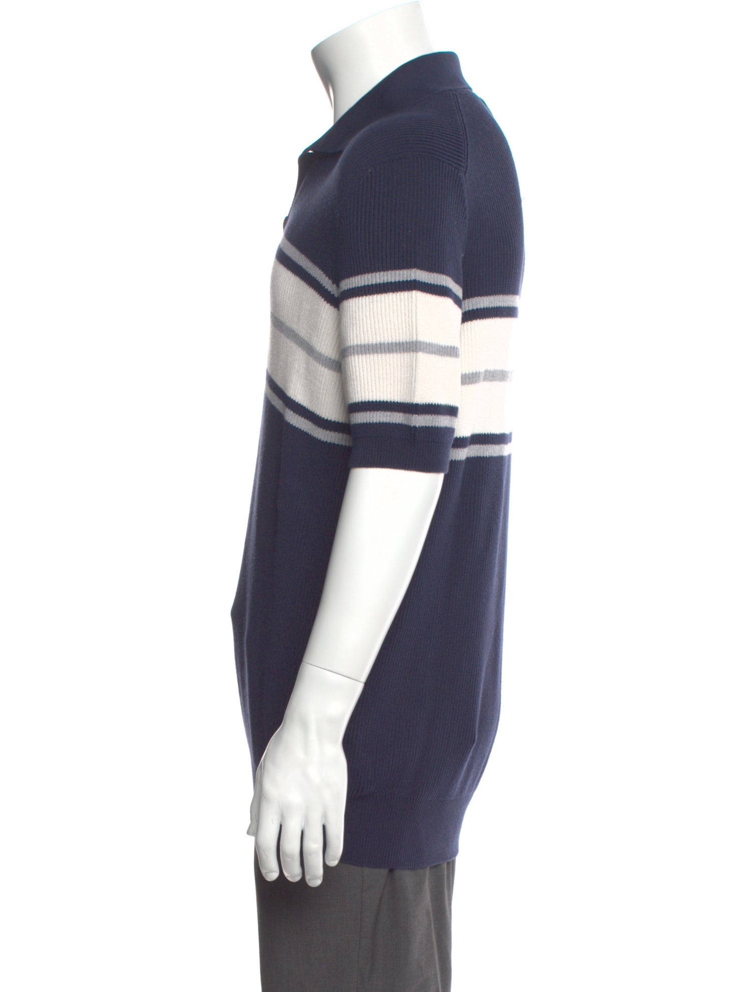 Brunello Cucinelli Striped Collar Polo Sweater