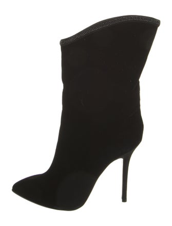 Siyu Velvet Crystal Embellishments Boots