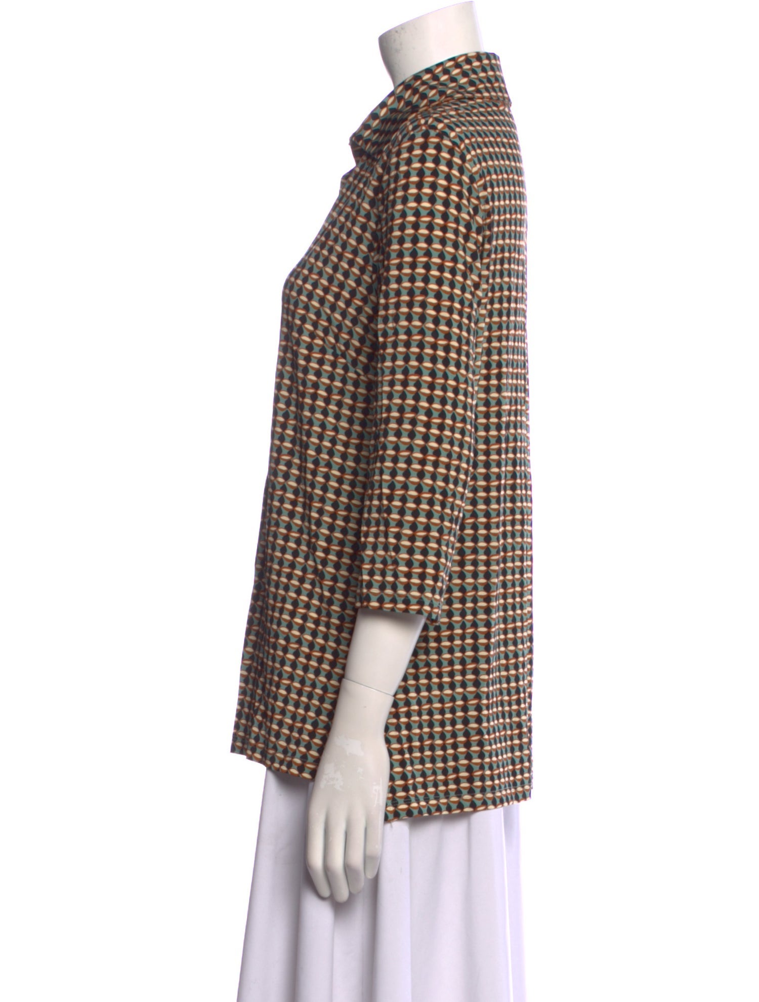 Siyu Plaid Print Three-Quarter Sleeve Button-Up Top