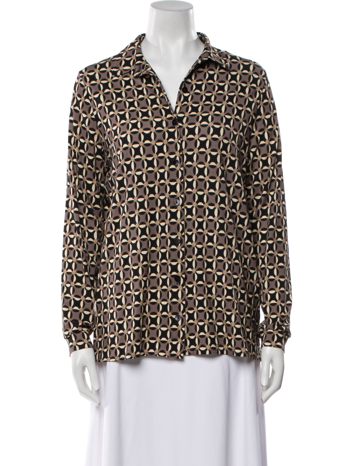 Siyu Printed Long Sleeve Button-Up Top