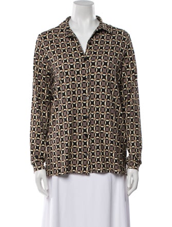 Siyu Printed Long Sleeve Button-Up Top