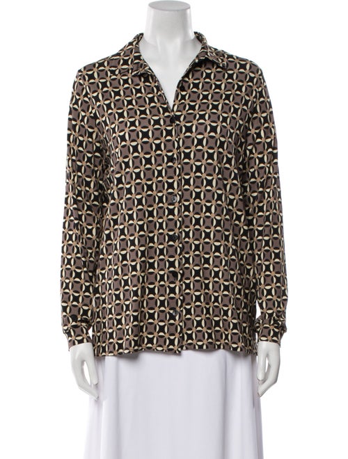 Siyu Printed Long Sleeve Button-Up Top