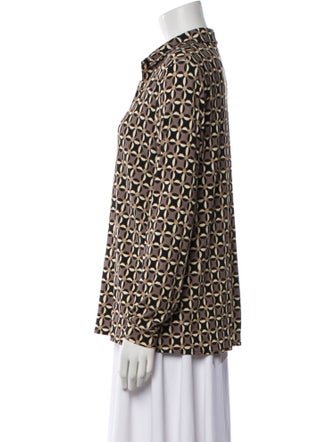 Siyu Printed Long Sleeve Button-Up Top