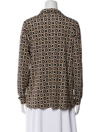 Siyu Printed Long Sleeve Button-Up Top