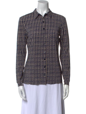 Siyu Printed Long Sleeve Button-Up Top