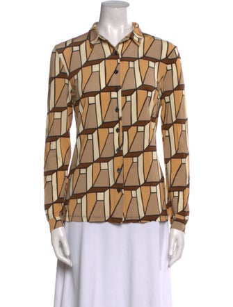 Siyu Printed Long Sleeve Button-Up Top