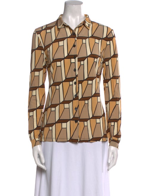 Siyu Printed Long Sleeve Button-Up Top